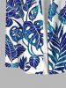 Costume de Plage Grande Taille Imprimé à Feuilles Tropicales - Bleu Ciel 