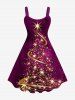 Glitter Sparkling Stars Christmas Tree Snowflake Tie Dye Ombre Print Plus Size Matching Set For Couples -  