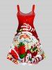 Robe Boîte Cadeau Père Noël et Plante Imprimés de Grande Taille - Rouge 4X