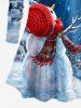 Plus Size Christmas Snowman Star Tree House Snow Print T-shirt -  