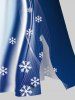 Robe Mi-Longue Fendue Flocon de Neige Noël Imprimé en Blocs de Couleurs de Grande Taille - Bleu 6X