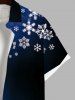 T-shirt Imprimé Flocon de Neige Noël à Boutons avec Poche Grande Taille pour Homme - Bleu S