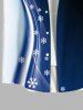 T-shirt Imprimé Flocon de Neige Noël à Boutons avec Poche Grande Taille pour Homme - Bleu S