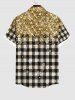 Plus Size Christmas Tree Ball Snowflake Santa Claus Plaid Sparkling Sequin 3D Print Buttons Pocket Shirt For Men -  