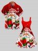 Plus Size Christmas Santa Claus Star Holy Fruit Gift Box Print Buttons Pocket Shirt For Men -  
