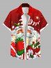 Chemisier à Manches Longues avec Boutons et Poche Imprimé Etoiles et Père Noël Grande-Taille pour Hommes - Rouge 3XL