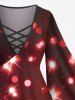 Plus Size Glitter Sparkling Christmas Light Print Ombre Lattice Long Sleeves T-shirt -  