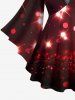 Plus Size Glitter Sparkling Christmas Light Print Ombre Lattice Long Sleeves T-shirt -  