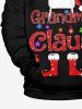 Plus Size Christmas Hat Ball Letters Stocking Print Pocket Drawstring Pullover Long Sleeves Hoodie For Men -  