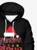 Plus Size Christmas Hat Ball Letters Stocking Print Pocket Drawstring Pullover Long Sleeves Hoodie For Men -  