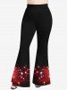 Pantalon Évasé Brillant à Imprimé Dégradé de Couleurs Grande-Taille - Noir L