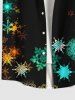 Chemise de Noël Boutonnée Coloré Ombré Flocon de Neige Imprimé de Grande Taille avec Poche - Noir XL
