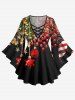 Ensemble de T-shirt Etoile Boule et Feuille Imprimées en Treillis de Grande Taille - Noir 
