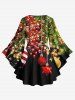 Ensemble de T-shirt Etoile Boule et Feuille Imprimées en Treillis de Grande Taille - Noir 