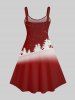 Robe Débardeur Ombrée Flocon de Neige et Sapin de Noël Imprimés de Grande Taille - Rouge M