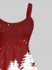 Robe Débardeur Ombrée Flocon de Neige et Sapin de Noël Imprimés de Grande Taille - Rouge M