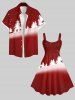 Robe Débardeur Ombrée Flocon de Neige et Sapin de Noël Imprimés de Grande Taille - Rouge M