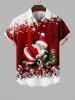 Chemise Imprimé Écureuil Père Noël et Flocon de Neige Grande Taille avec Poche pour Homme - Rouge M