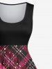 Plus Size Christmas Tree Plaid Sparkling Sequin Glitter 3D Print 1950s Vintage Dress -  