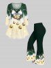 Plus Size Glitter Sparkling Christmas Ball Bell Bowknot Leaves Print Long Sleeves T-shirt -  
