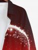 Chemise Manches Longues à Imprimé Sapins de Noël Élans et Etoiles Brillantes Grande-Taille pour Hommes - Rouge 8XL