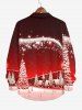 Chemise Manches Longues à Imprimé Sapins de Noël Élans et Etoiles Brillantes Grande-Taille pour Hommes - Rouge 8XL