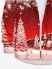 Chemise Manches Longues à Imprimé Sapins de Noël Élans et Etoiles Brillantes Grande-Taille pour Hommes - Rouge 8XL