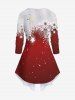 Plus Size Glitter Christmas Tree Snowflake Print Ombre Patchwork Long Sleeves T-shirt -  