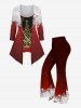 Plus Size Glitter Christmas Tree Snowflake Print Ombre Patchwork Long Sleeves T-shirt -  