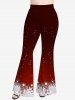 Plus Size Christmas Snowflake Stars Print Ombre Flare Pants -  