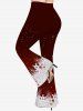 Plus Size Christmas Snowflake Stars Print Ombre Flare Pants -  
