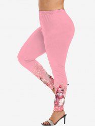 Plus Size Christmas Snowman Snowflake Holy Fruit Sparkling Sequin Glitter 3D Print Leggings -  