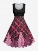 Christmas Tree Plaid Sparkling Sequin Glitter 3D Print Plus Size Matching Outfit For Couples -  