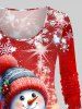 Christmas Snowman Snowflake Cup Print Plus Size Matching Set -  