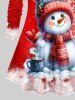 Christmas Snowman Snowflake Cup Print Plus Size Matching Set -  
