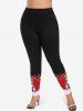 Christmas Snowman Snowflake Cup Print Plus Size Matching Set -  