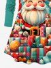 Plus Size Colorful Christmas Gift Ball Santa Claus Snowflake Print Long Sleeves T-shirt -  