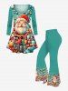 Plus Size Colorful Christmas Gift Ball Santa Claus Snowflake Print Long Sleeves T-shirt -  