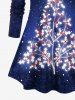Plus Size Glitter Christmas Tree Ombre Galaxy Print Long Sleeves T-shirt -  