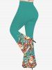 Plus Size Colorful Christmas Gift Ball Santa Claus Snowflake Print Flare Pants -  
