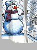 Plus Size Christmas Tree Elk Snowflake Snowman House Print Ombre Button Pocket Shirt For Men -  