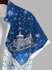Chemise Boutonnée Imprimé Élément de Noël Grande Taille avec Poche - Bleu 3XL