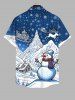 Chemise Boutonnée Imprimé Élément de Noël Grande Taille avec Poche - Bleu 3XL
