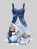 Robe Ligne A Cheval Sapin de Noël et Flocon de Neige Imprimés de Grande Taille - Bleu 2X