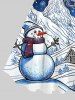 Robe Ligne A Cheval Sapin de Noël et Flocon de Neige Imprimés de Grande Taille - Bleu 2X