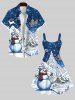 Robe Ligne A Cheval Sapin de Noël et Flocon de Neige Imprimés de Grande Taille - Bleu 2X