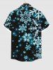 Plus Size Christmas Snowflake Star Glitter 3D Print Buttons Pocket Shirt For Men -  