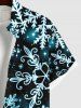 Plus Size Christmas Snowflake Star Glitter 3D Print Buttons Pocket Shirt For Men -  