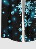 Plus Size Christmas Snowflake Star Glitter 3D Print Buttons Pocket Shirt For Men -  