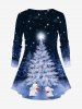 Plus Size Christmas Tree Rabbit Snowflake Star Glitter 3D Print T-shirt -  